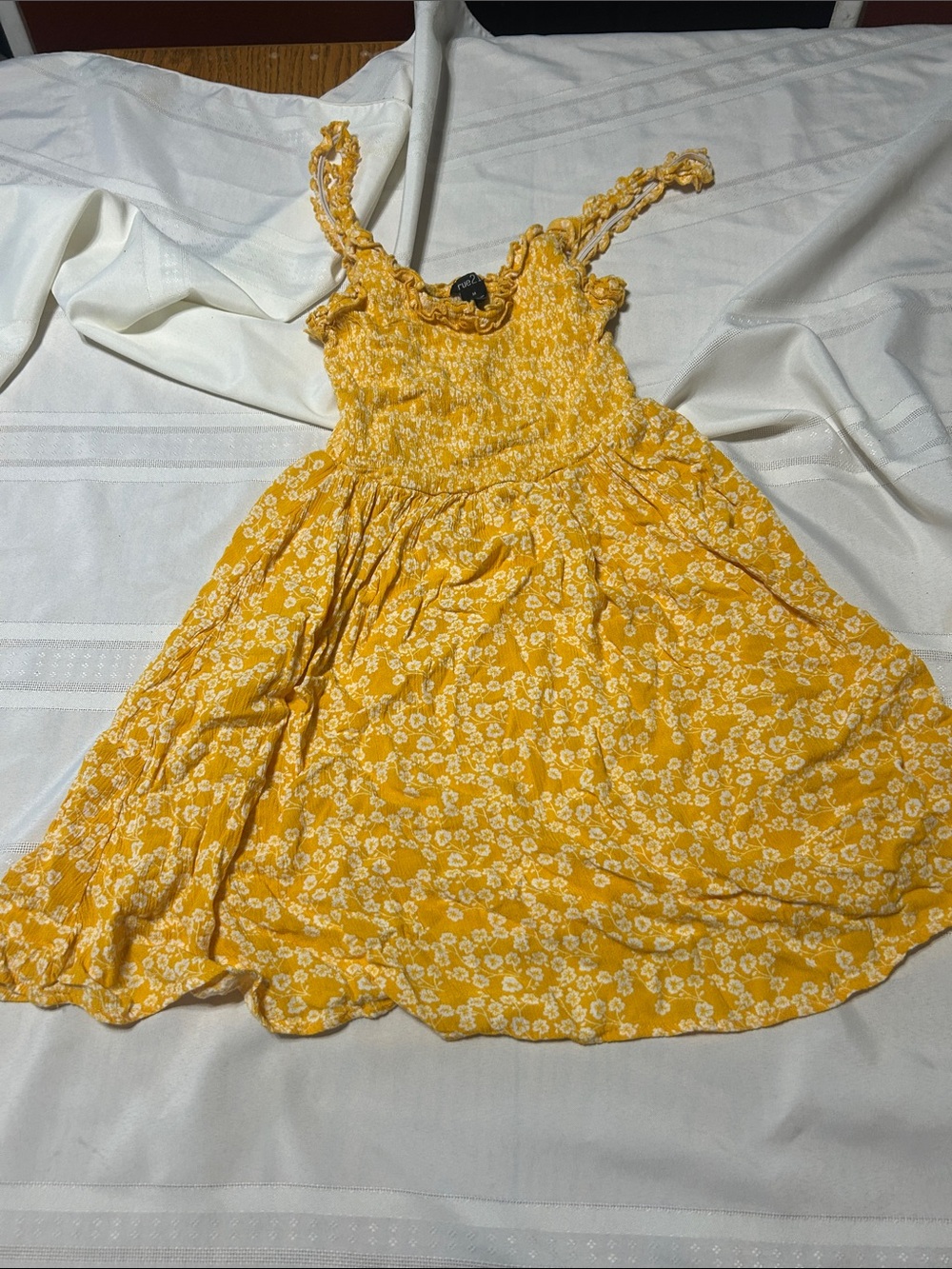 Rue21 Yellow Floral Smocked Sundress with Ruffle Straps